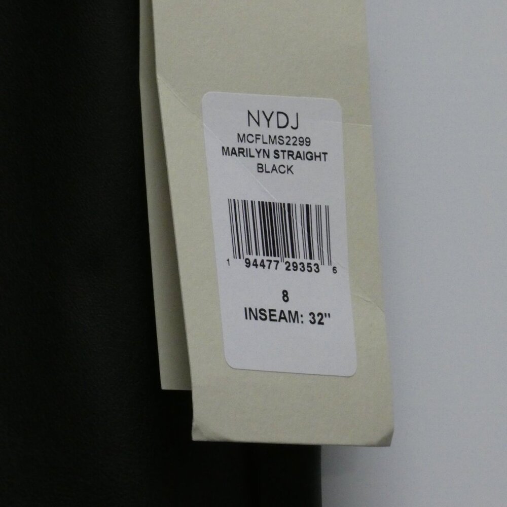 NWT NYDJ Sculpt-Her Black Faux Leather Marilyn Straight Pants Size 8 - Picture 3 of 6